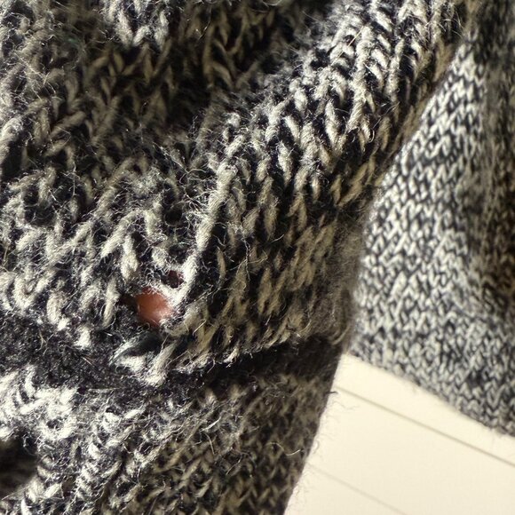 Campus Open Front Cardigan Heather Black & White Front Pockets Sz Large- Vintage - Picture 8 of 8